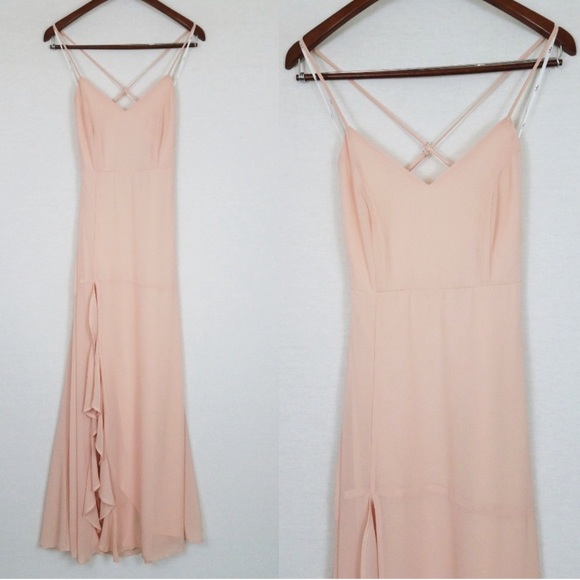 Lulus Luxurious Love Blush Lace-Up Maxi Dress XS - Picture 5 of 9